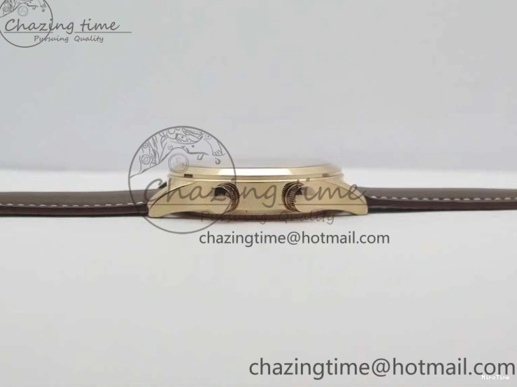 MIROTIME 1219 Calatrava 5524R Pilot Travel Time RG GRF Brown Dial on Brown Leather Strap MIYOTA TopPick 7155